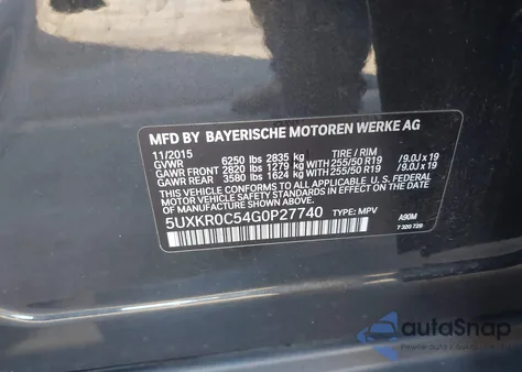 2016 BMW X5 xDrive35I from USA, damaged, VIN 5UXKR0C54G0P27740